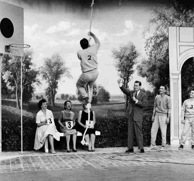 Barker spent 18 years hosting TV's Truth or Consequences. That quiz show incorporated stunts — like this one from 1963.